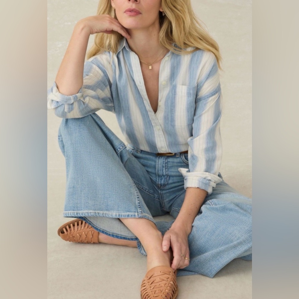 Faherty Women’s Tried & True Chambray Relaxed Shirt Size XXS